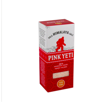 PINK YETI fein &amp; unjodiert Steinsalz aus dem Himalaya Vorland im 400g Paket 
