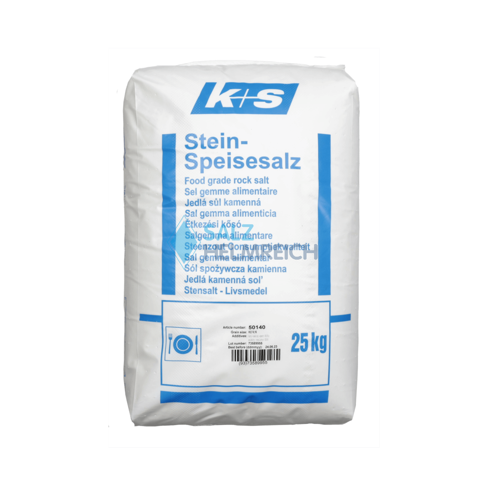 Stein-Speisesalz fein 0,16-0,7 mm im 25 kg Sack Stein-Speisesalz fein 0,16-0,7 mm im 25 kg Sack