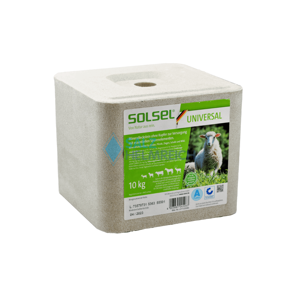 SOLSEL UNIVERSAL Mineralleckstein ohne Kupfer mit Loch gepresst 10 kg SOLSEL UNIVERSAL Mineralleckstein ohne Kupfer mit Loch gepresst 10 kg