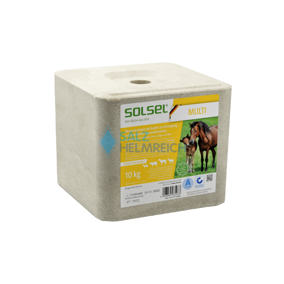 SOLSEL ® Multi Mineralleckstein mit Kupfer mit Loch gepresst 10 kg SOLSEL ® Multi Mineralleckstein mit Kupfer mit Loch gepresst 10 kg