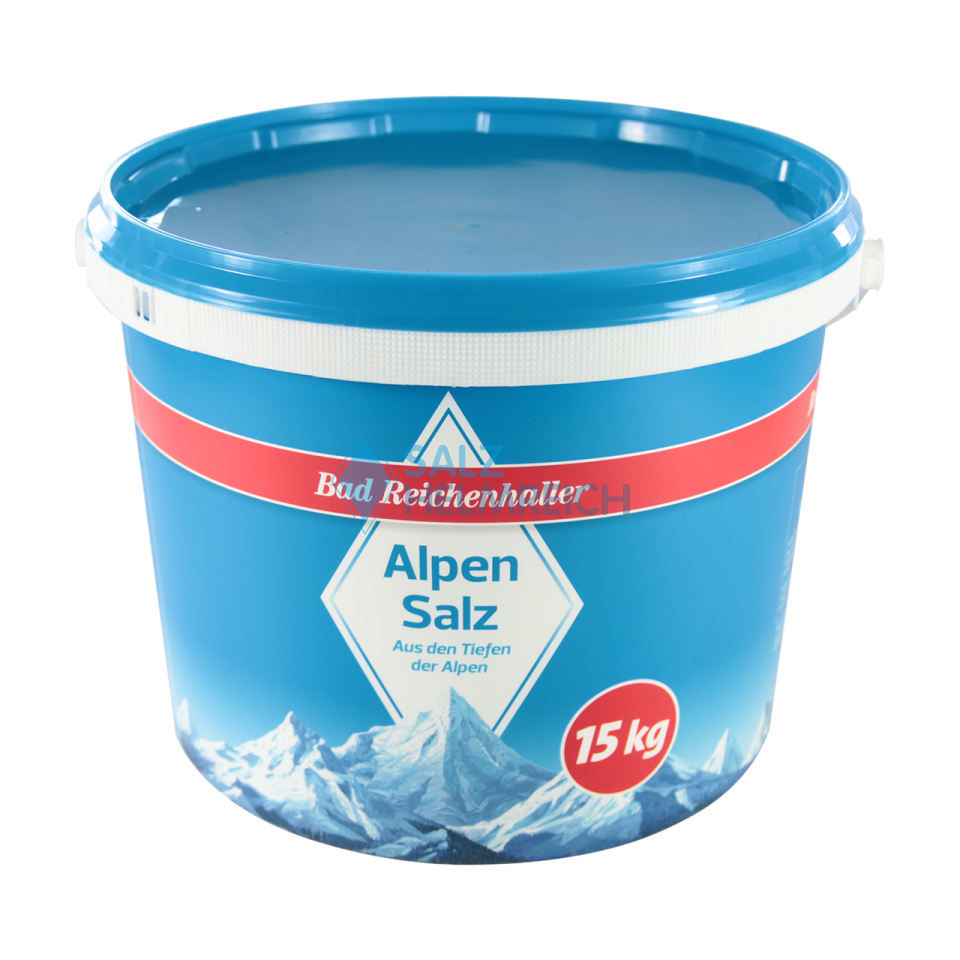 Bad Reichenhaller AlpenSalz Siede-Speisesalz fein 0-1 mm im 15 kg Eimer Bad Reichenhaller AlpenSalz Siede-Speisesalz fein 0-1 mm im 15 kg Eimer