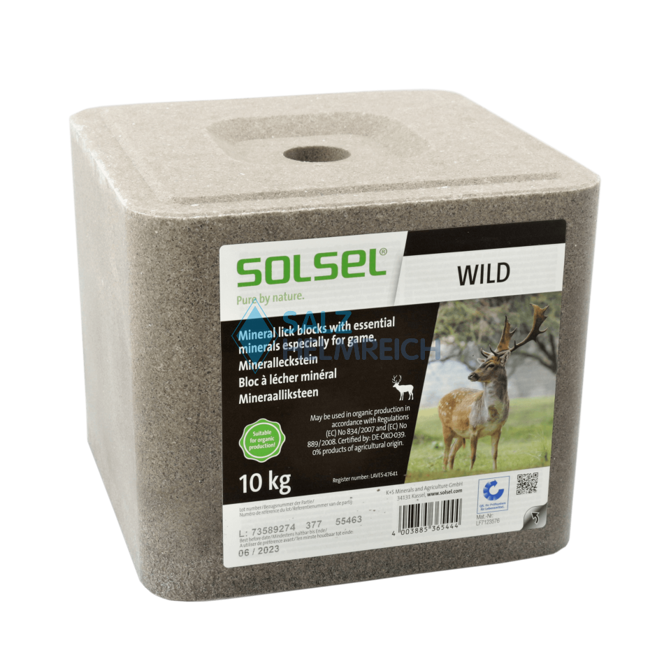 SOLSEL ® Wildleckstein eckig mit Loch gepresst 10 kg SOLSEL ® Wildleckstein eckig mit Loch gepresst 10 kg